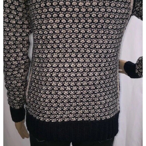 Max Studio Sweater Small Navy Blue Ivory Texture Knit Raglan Sleeve Wool Blend - Picture 10 of 12